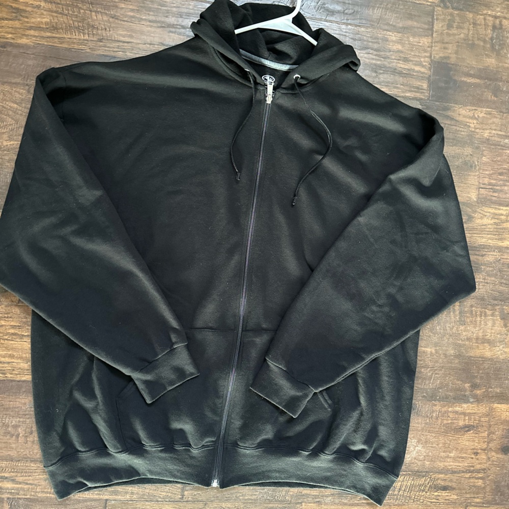 Men's Athletic Works Black Hoodie Sweatshirt zipper pockets 3XL 54-56 EUC